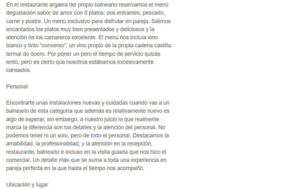 Comentarios opiniones Balneario hotel termal burgo de osma