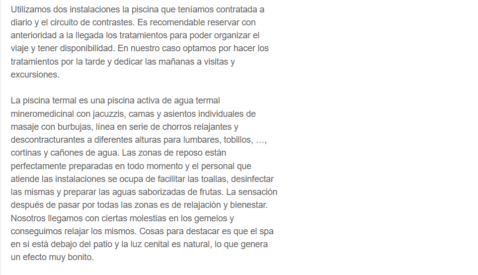 Opiniones Balneario Hotel Castilla Termal Burgo de Osma Instalaciones 