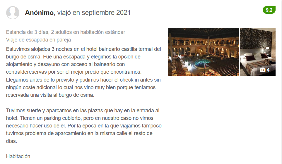 Opiniones Hotel Castilla Termal Burgo de Osma 