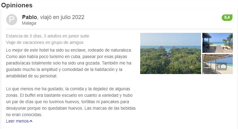 opiniones hotel paradisus los cayos cuba