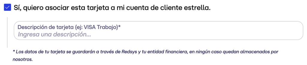Pago One Click añadir tarjeta